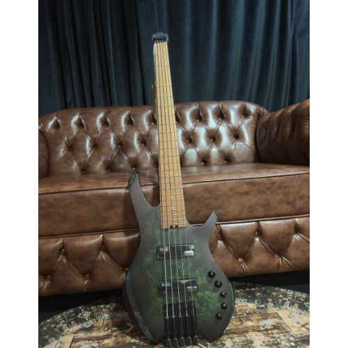 Contrabaixo Cort Space 5 SDG Star Dust Green Headless 5 Cordas com Captadores Bartolini MK-1 e Ponte Mono-Rail e Bag