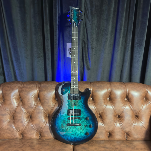 Guitarra Schecter Solo-II Standard Ocean Blue Burst Burl com Captadores Schecter USA SuperCharger Mach-6 e Ponte Hipshot Hardtail 3959