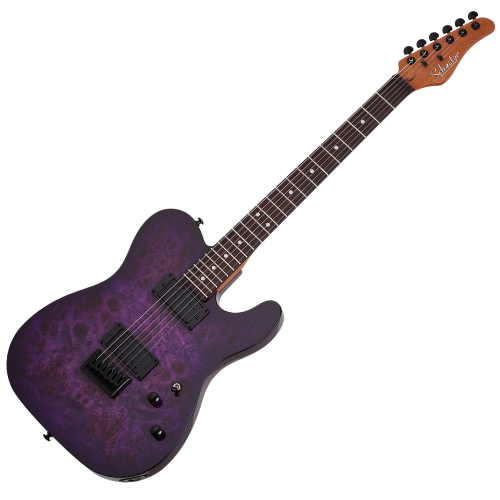 Guitarra Schecter PT Standard PBB Purple Burst Burl com Captadores Schecter Diamond Standard Humbucker e Ponte Schecter Diamond Hardtail 3956