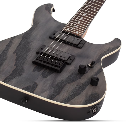 Guitarra Schecter C-1 Standard CS Charcoal Satin com Captadores Schecter USA SuperCharger Mach-6 HH e Ponte Hipshot Hardtail 3951