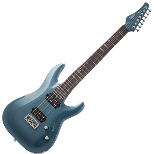 Guitarra Schecter Aaron Marshall AM-7 CSL Cobalt Slate 7 Cordas com Captadores Schecter USA Equinox e Solstice Humbucker e Ponte Hipshot Fixed 2941
