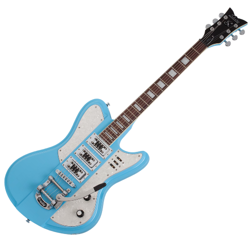 Guitarra Schecter Ultra-III VBLU Vintage Blue com Captadores Duncan Designed FG-101 e Ponte Bigsby B-50 com Roller TOM 3155