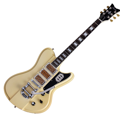 Guitarra Schecter Ultra-III IVYP Ivory Pearl com Captadores Duncan Designed FG-101 e Ponte Bigsby B-50 com Roller TOM 295