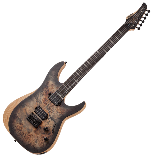 Guitarra Schecter Reaper-6 SCB Satin Charcoal Burst com Captadores Schecter Diamond UltraTron HH e Ponte Schecter Custom Hardtail String-Thru 1500
