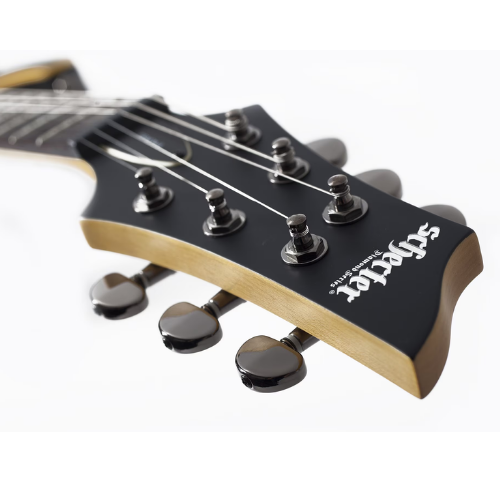 Guitarra Schecter Demon-6 ABS Aged Black Satin com Captadores Schecter Diamond Active HB-105S HH e Ponte Tune-O-Matic 3660