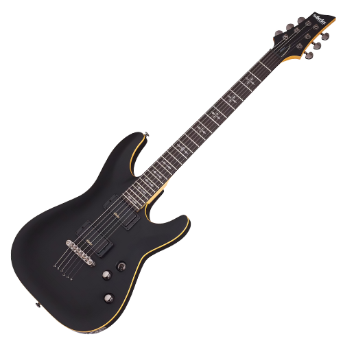 Guitarra Schecter Demon-6 ABS Aged Black Satin com Captadores Schecter Diamond Active HB-105S HH e Ponte Tune-O-Matic 3660