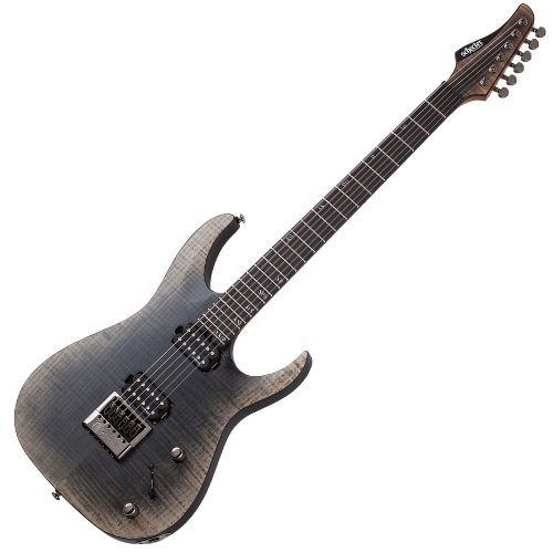Guitarra Schecter Banshee Mach-6 Evertune FOB Fallout Burst com Captadores Schecter USA Pasadena e Pasadena Plus HH e Ponte Evertune F Model 1414
