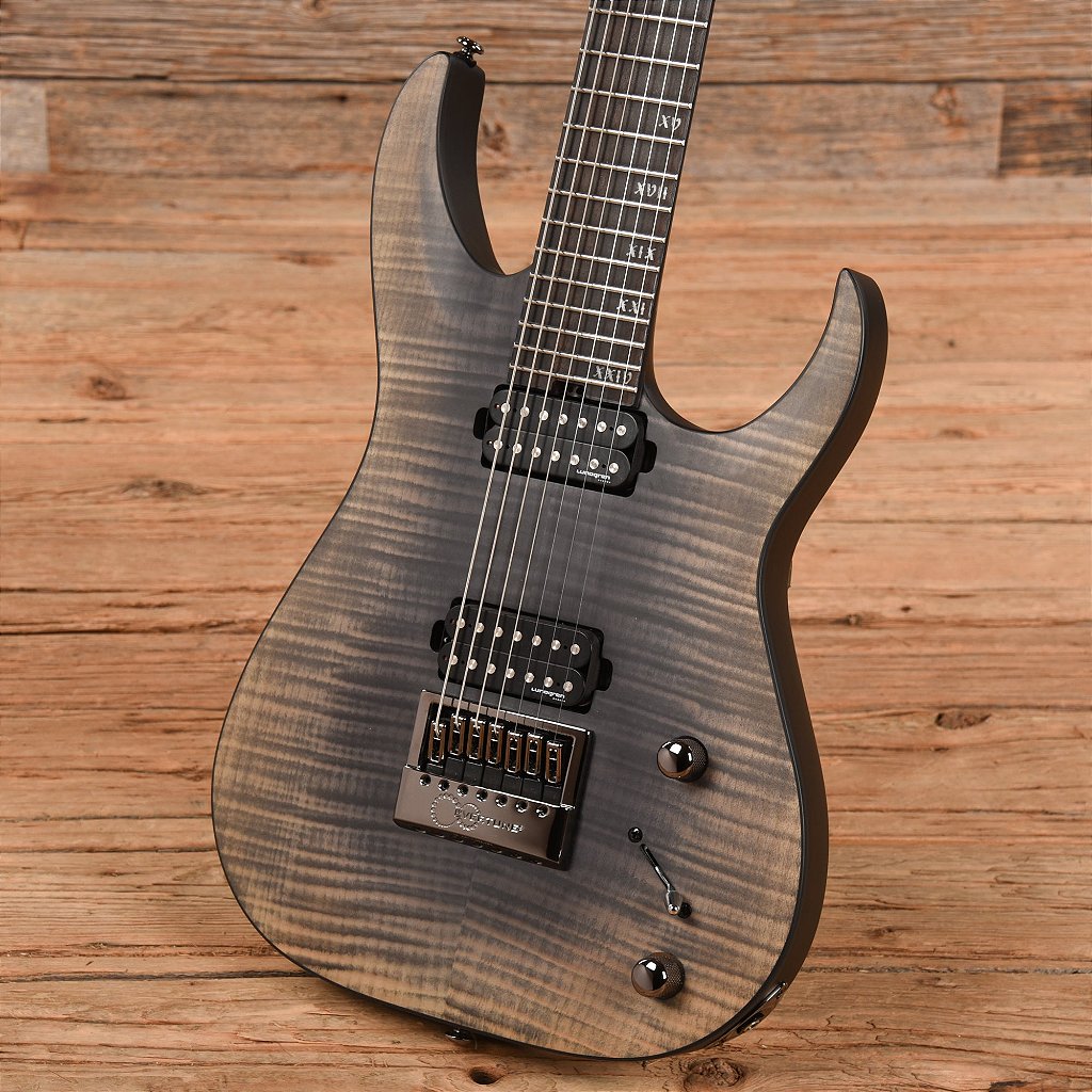 Guitarra Schecter Banshee Mach-7 Evertune FOB Fallout Burst 7 Cordas com Captadores Schecter USA Pasadena e Pasadena Plus HH e Ponte Evertune F Model 1415