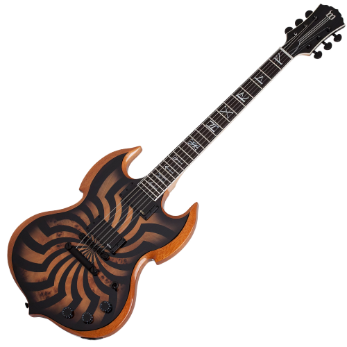 Guitarra Schecter Wylde Audio Barbarian Buzzsaw Charcoal Burst com Captadores EMG 81/85 e Ponte TonePros 4540
