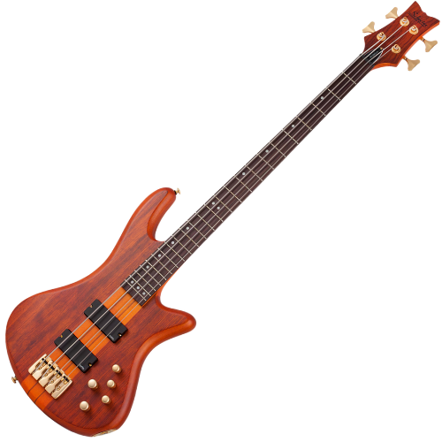 Contrabaixo Schecter Stiletto Studio-4 HSN Honey Satin com Captadores EMG 35HZ e Ponte Schecter Custom Bass String Thru 2710