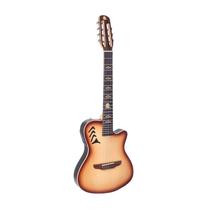 Violão Eletroacústico Marquês 7-VN-23NBEQ 7 Cordas Super Flat Natural Sombra com MET-A08