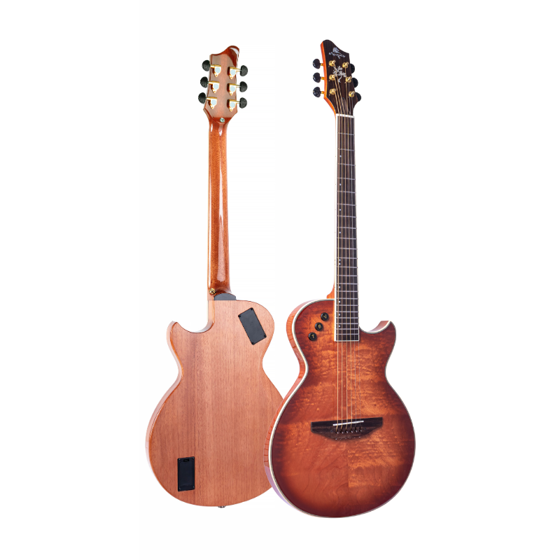 Violão Eletroacústico Marquês VA09 MGT EQ Flat Anatômico Mahogany Tigrado Brilho Aço com MQ3