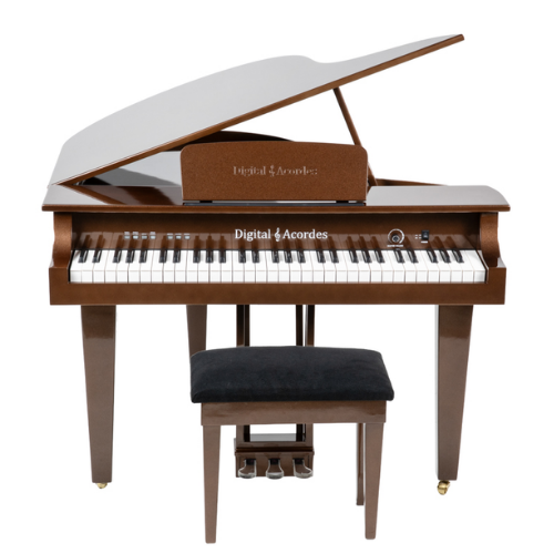 Piano Digital Acordes Cauda Infantil Bronze com 61 Teclas Waterfall e Amplificação Estéreo 18W RMS e Banqueta Almofadada
