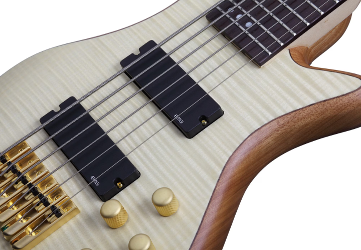 Contrabaixo Schecter Stiletto Custom-6 NAT Natural Satin com Captadores EMG 40HZ e Ponte Schecter Custom String-Thru 2543