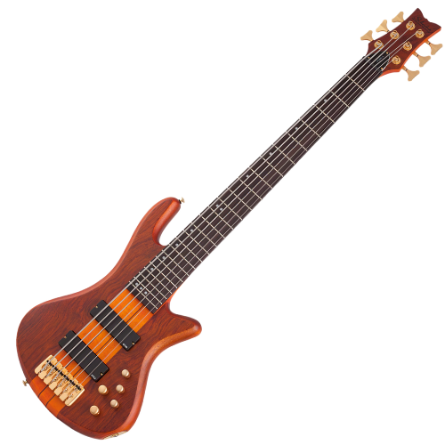 Contrabaixo Schecter Stiletto Studio-6 HSN Honey Satin com Captadores EMG 40HZ e Ponte Schecter Custom Bass String-Thru 2730