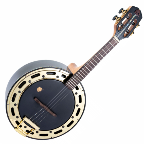 Banjo Eletroacústico Marquês Musical BAJ224 BKS EL Ouro Preto com Captador Passivo e Aro Dourado