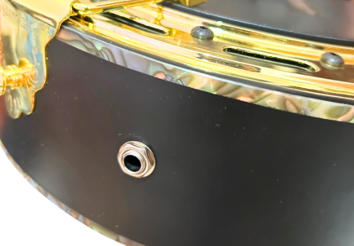 Banjo Eletroacústico Marquês Musical BAJ224 BKS EL Ouro Preto com Captador Passivo e Aro Dourado