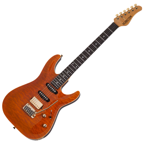 Guitarra Schecter California Classic TA Transparent Amber com Captadores Schecter USA Pasadena Plus e Pasadena e Ponte Schecter 2-Point Tremolo 7301