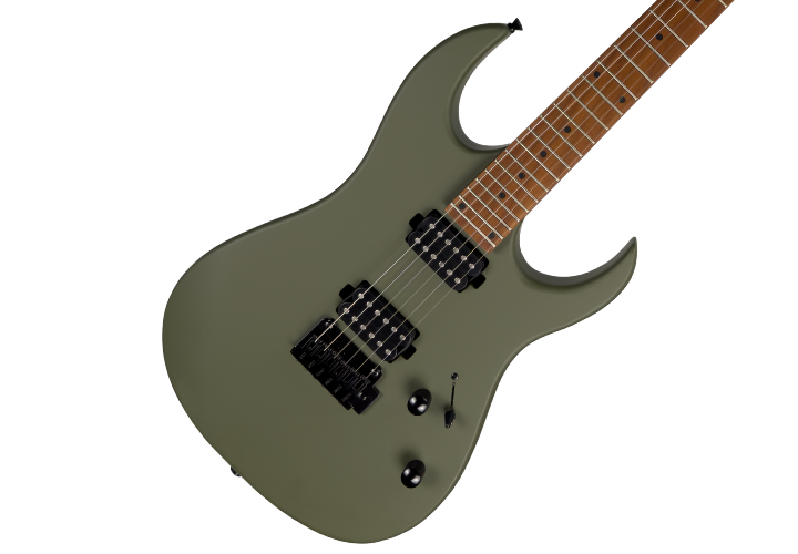 Guitarra Waldman WIGR120 OG Olive Green com Captadores HH Cerâmicos e Ponte Tremolo Semi-Flutuante
