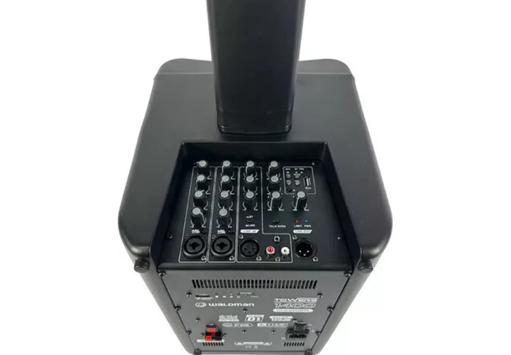 Caixa Amplificada Waldman TWR-1400CH-8 Sistema Torre Ativo Cor Preto com 350W RMS Bateria Recarregável e Bluetooth