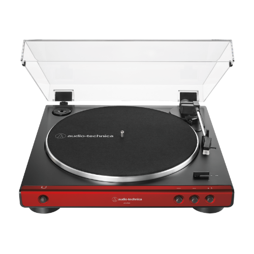Toca-Discos Automático Audio-Technica AT-LP60X Vermelho com Acionamento por Correia e Pré-Amplificador Phono Integrado