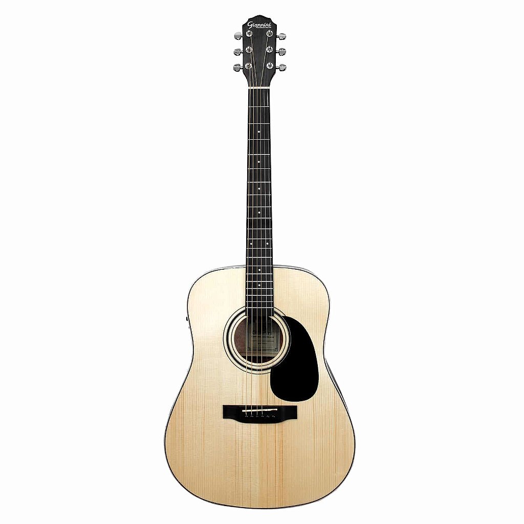 Violão Aço Eletroacústico Giannini Performance Deluxe DRF DLX EQ NG Natural Glossy com Tampo em Sitka Spruce Maciço e Fishman Presys II