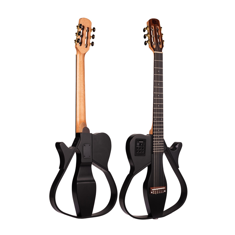 Violão Nylon Eletroacústico Marques VN-18BKSEQ BKS Preto Fosco Vazado Cutaway com Pré Fishman Clásica III e Tensor Bidirecional