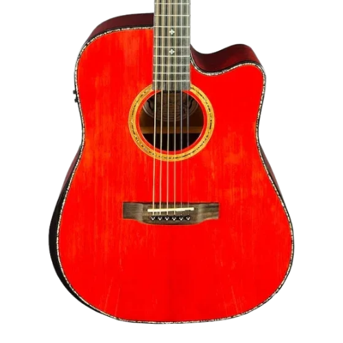 Violão Eletroacústico Aço Waldman DCEX-1841 RD Abadia Red com Tampo Sólido e Bag