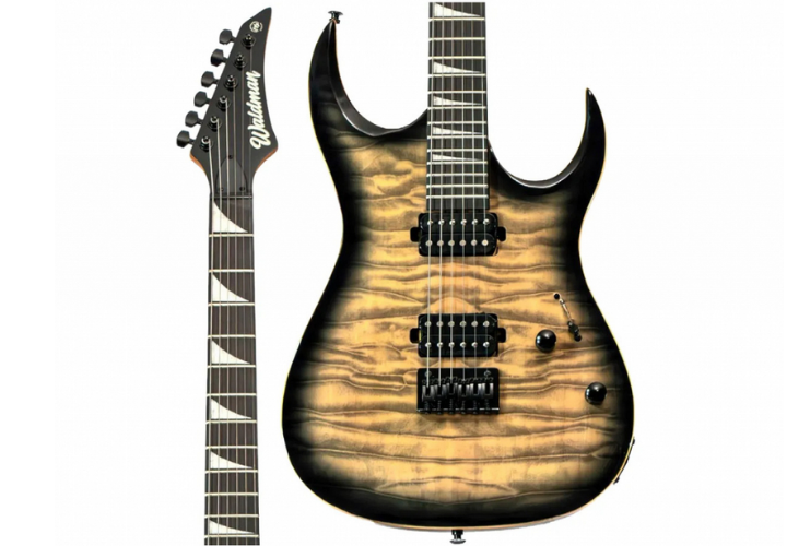 Guitarra Waldman WIG170QX NB Natural Burst com Captadores HH Cerâmicos e Ponte Hardtail Fixa Black