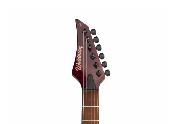 Guitarra Waldman WIGR220 QRD Quilted Red com Captadores HH Cerâmicos e Ponte Tremolo Semi-Flutuante 2 Pivôs Black