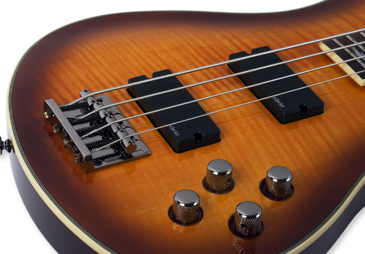 Contrabaixo Schecter Omen Extreme-4 Vintage Sunburst 4 Cordas com Captadores Schecter Diamond Bass e Pré-Ativo 2-Band EQ 34" Scale 2048