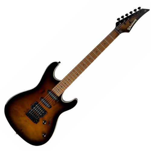 Guitarra Waldman WIS160 SBRB Spalted Brown Burst com Captadores HSS Cerâmicos e Ponte Tremolo Vintage 2 Pivôs