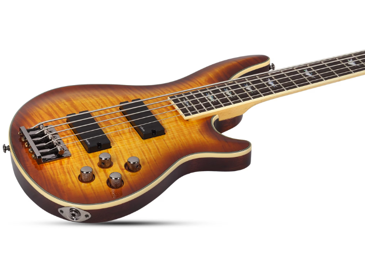 Contrabaixo Schecter Omen Extreme-5 Vintage Sunburst 5 Cordas com Captadores Schecter Diamond Bass e Pré-Ativo 2-Band EQ 35" Scale 2049