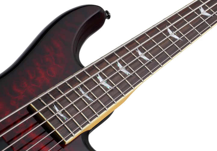 Contrabaixo Schecter Stiletto Extreme-5 Black Cherry Top Maple Figured Captadores Diamond Bass Humbucker Eletrônica Ativa 2 Bandas 2502