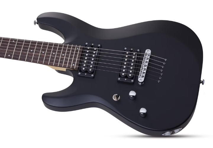 Guitarra Schecter C-7 Deluxe LH Satin Black com Captadores Schecter Diamond Plus HH e Ponte Tune-O-Matic String-Thru 439