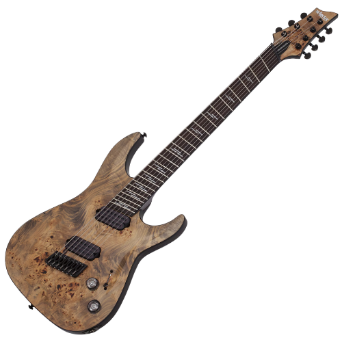 Guitarra Schecter Omen Elite-7 Multiscale Charcoal com Captadores Schecter Diamond Heretic HH e Ponte Hipshot Hardtail 2463