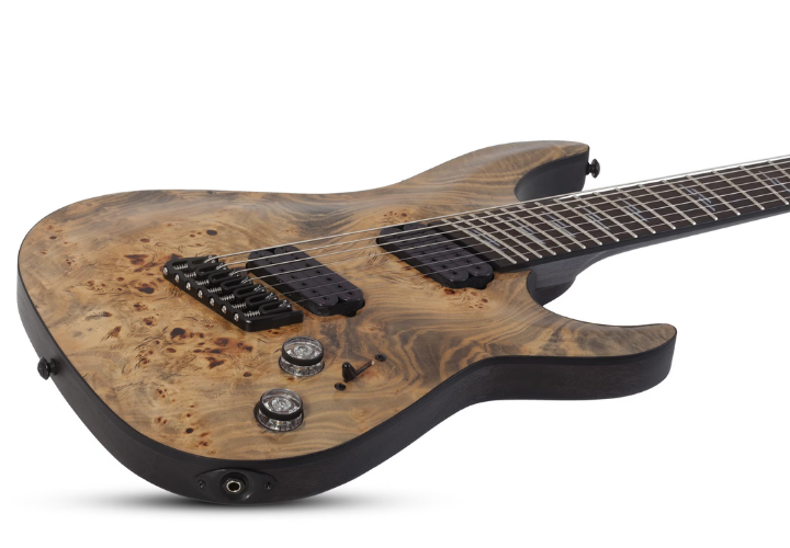 Guitarra Schecter Omen Elite-7 Multiscale Charcoal com Captadores Schecter Diamond Heretic HH e Ponte Hipshot Hardtail 2463