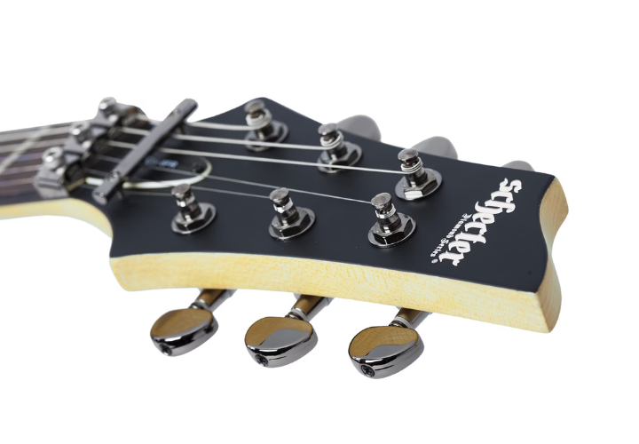 Guitarra Schecter Demon-6 FR Aged Black Satin com Captadores Schecter Diamond Active HB-105S HH e Ponte Floyd Rose Special Series 3661