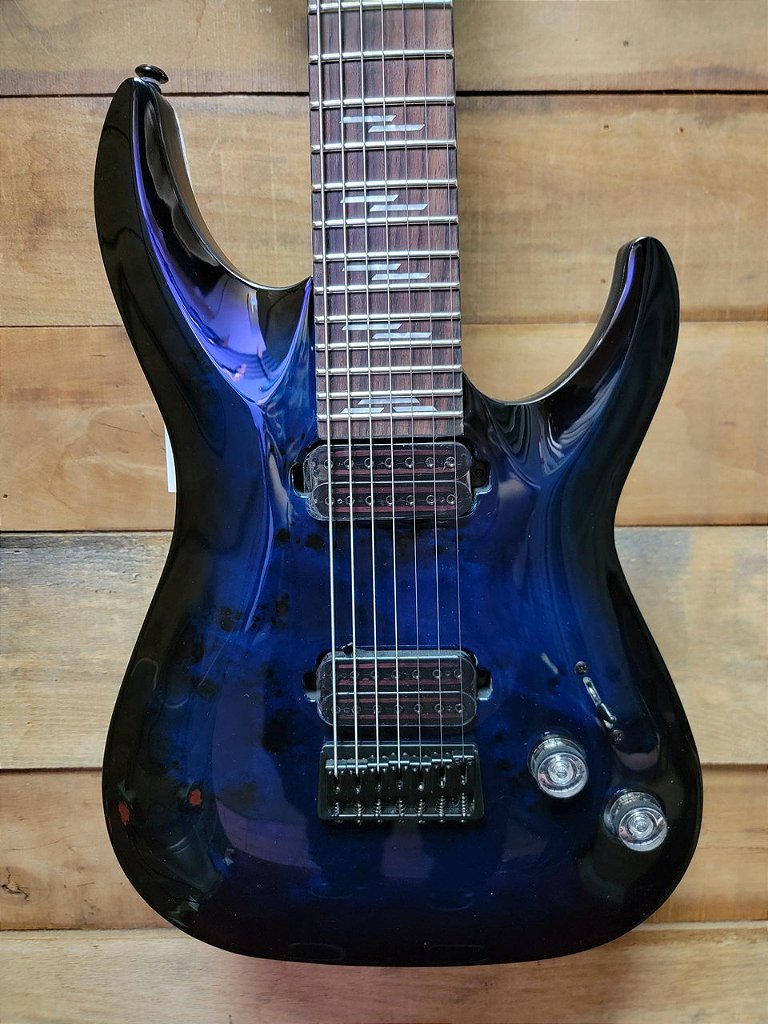 Guitarra Schecter Omen Elite-7 See Thru Blue Burst Black Cherry Burst Captadores Diamond Heretic Eletrônica 7 Cordas 2458
