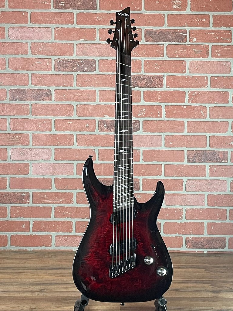 Guitarra Schecter Omen Elite-7 MS Black Cherry Burst Captadores Diamond Heretic Eletrônica 7 Cordas 2462