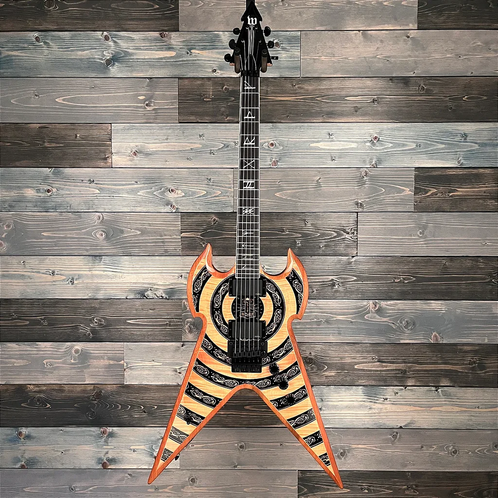 Guitarra Wylde Audio Warhammer FR Norse Dragon Raw Top com Captadores EMG 81/85 e Ponte Floyd Rose Special 4573