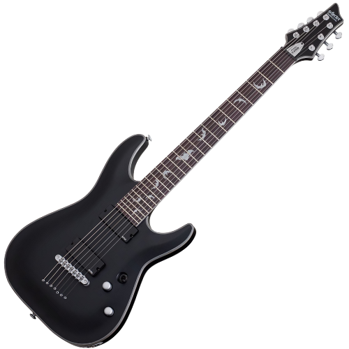 Guitarra Schecter Damien Platinum-7 SBK Satin Black 7 Cordas com Captadores EMG 81/60 HH e Ponte Tune-O-Matic 1185