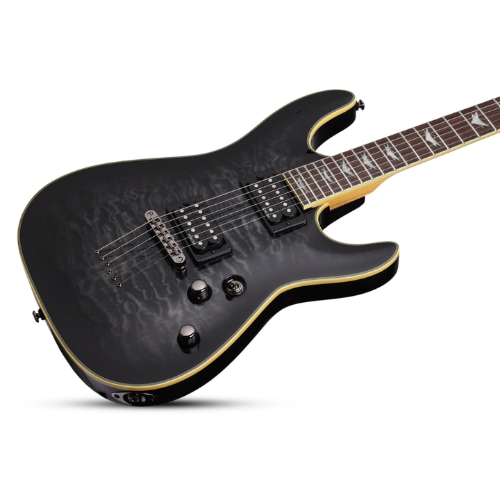Guitarra Schecter Omen Extreme-6 See-Thru Black com Captadores Diamond Plus HH e Ponte Tune-O-Matic String-Thru 2025