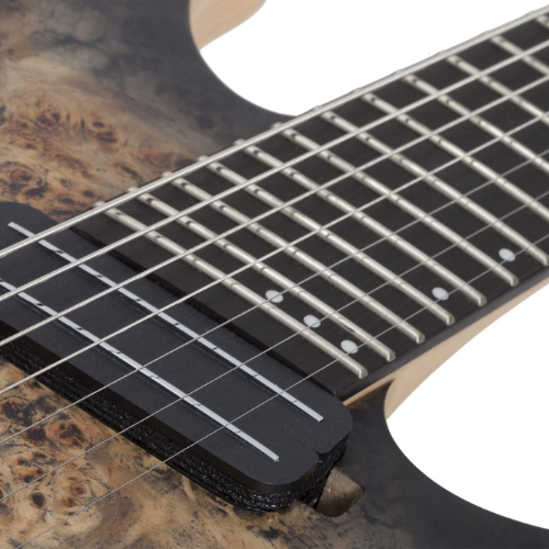 Guitarra Schecter Reaper-7 Multiscale Satin Charcoal Burst com Captadores Diamond Decimator HH e Ponte Hipshot Hardtail 1509