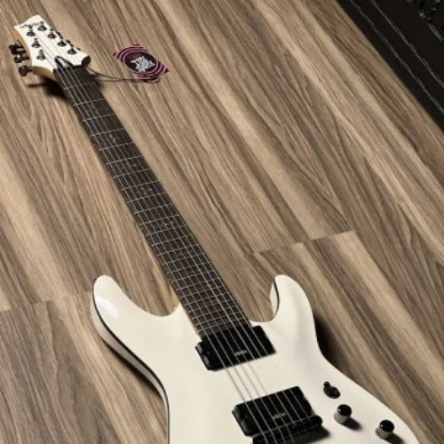 Guitarra Schecter Demon-7 Vintage White com Captadores Diamond Active HB-105S HH e Ponte Tune-O-Matic String-Thru 3248