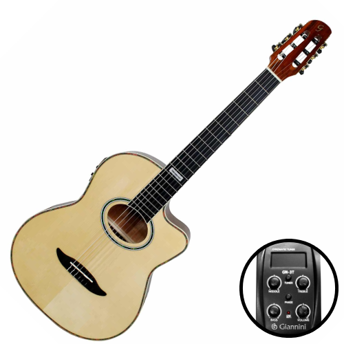 Violão Eletroacústico Giannini Performance GNF-3 CEQ NG Natural Gloss com Equalizador GN-3T e Tarraxas Pino Grosso Douradas