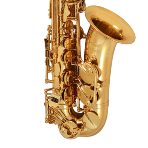 Saxofone Alto Cannonball A4-L Big Bell Stone Series Gold Lacquer com Campana Big Bell e Chaves com Pedras Semipreciosas e Gravações Manuais