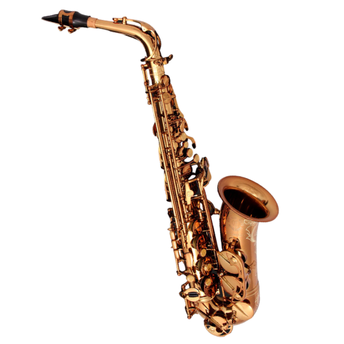 Saxofone Alto Cannonball AVR-L Vintage Reborn Dark Amber Lacquer com Campana One-Piece Hand-Hammered e Chaves Vintage-Inspired com Pedras Semipreciosas e Gravações Manuais