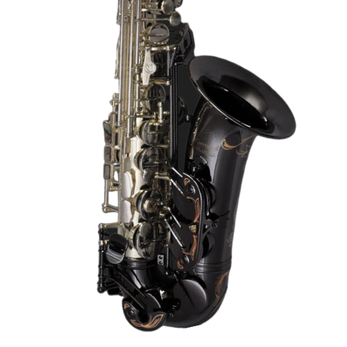 Saxofone Alto Cannonball GA5-SB Gerald Albright Signature Series Black Nickel com Campana Big Bell de Uma Peça Martelada à Mão e Pedras Semipreciosas Picasso Jasper