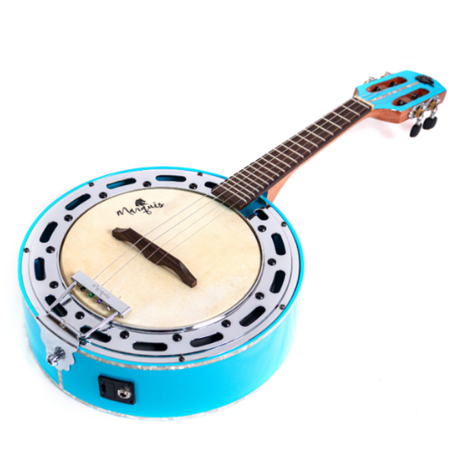 Banjo Eletroacústico Marquês BAJ-143BLEQ Azul Brilho com Aro Cromado Pele Caprina 8" Equalizador Ativo A-20 3 Bandas Afinador e Som Percussivo Penetrante